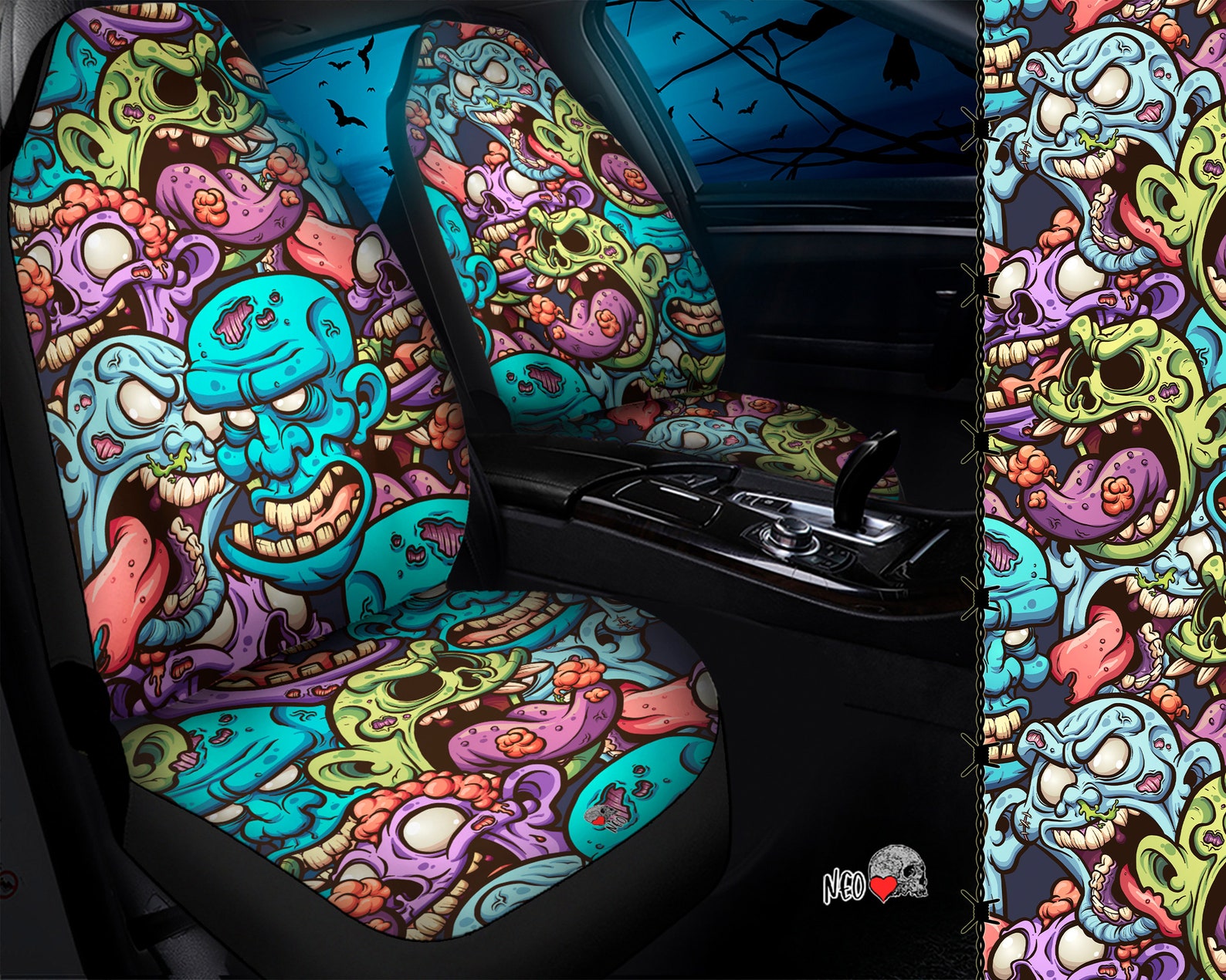 Zombie Horde Car Seats Covers Cartoon Horror Car Seats Etsy