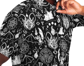 Mystic Bats Button Down Style Shirt, Goth Shirt, Dark Magic Clothing,  Dark art art Party unisex shirt