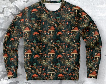 Whimsical Ancient Forest Sweatshirt, Recycled Polyester woodland shirt, nature-inspired apparel