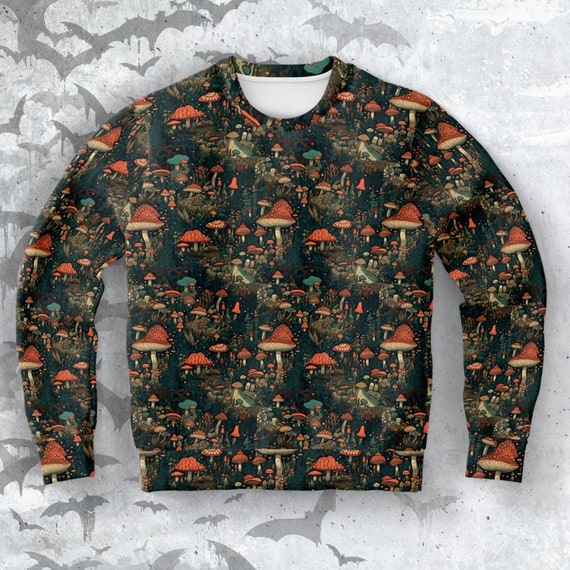 Whimsical Ancient Forest Sweatshirt, Recycled Polyester woodland shirt, nature-inspired apparel