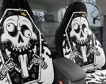 Fundas de asiento de coche estilo gótico grunge: decoración de Halloween con temática de brujas y murciélagos