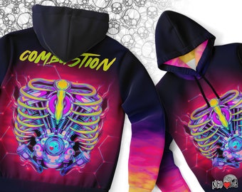 Combustion Mechanic&#39;s Hoodie | rib cage mechanic gift | vaporwave hoodie
