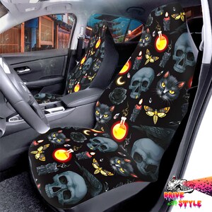 Purple Bat Swarm Car Seats Covers, Grunge Gothic Car Seats Protector,  Halloween Vamp Car Accessories, Bats Witchy Halloween 