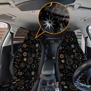 Dark Celestial Moon Car Seat Covers, Astronomy Seat Covers For Car For Women, Car Seat Cover Girl, Car Accessories Boho Car Seat Covers