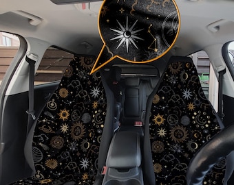 Fundas para asientos de coche con diseño de luna celestial oscura: decoración astronómica bohemia