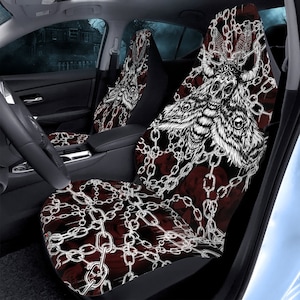 Death Moth  chained demons Car Seat Covers, Universal Fit Seat Protectors, gothic car accessory, For SUV and Car Bucket Seats