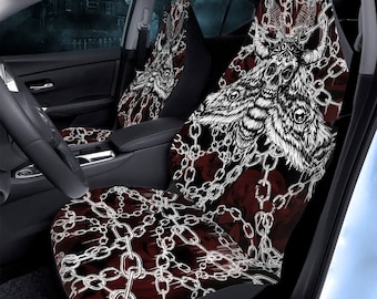 Death Moth  chained demons Car Seat Covers, Universal Fit Seat Protectors, gothic car accessory, For SUV and Car Bucket Seats
