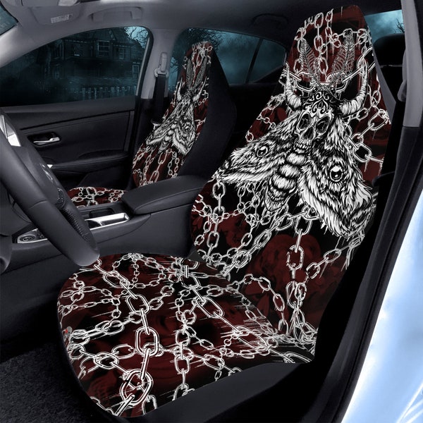 Death Moth  chained demons Car Seat Covers, Universal Fit Seat Protectors, gothic car accessory, For SUV and Car Bucket Seats