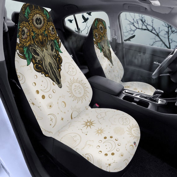 Sunflowers and Deer Skull Car Seat Covers Astronomy Seat Covers