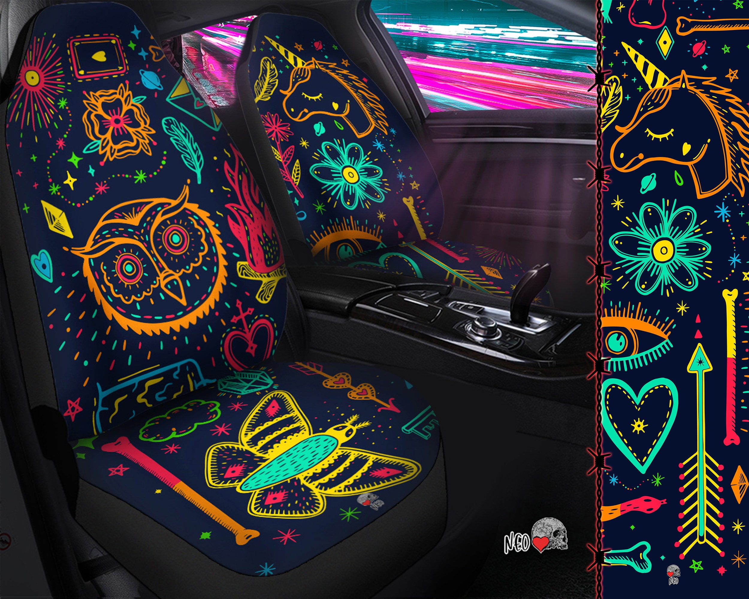 Neon Witch Dream Car Seats Covers Witchy Things Cat Seats Etsy UK