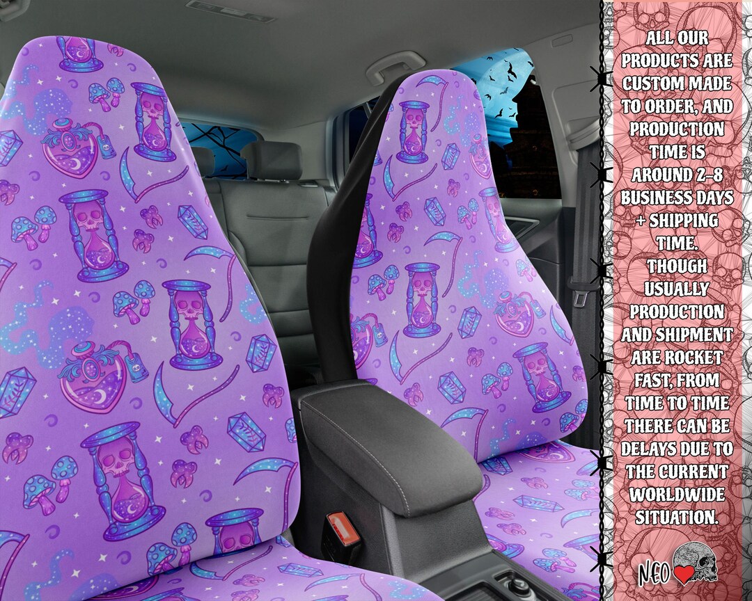 Pastel Witch Car Seat Covers, Pastel Goth Car Accessories , Halloween