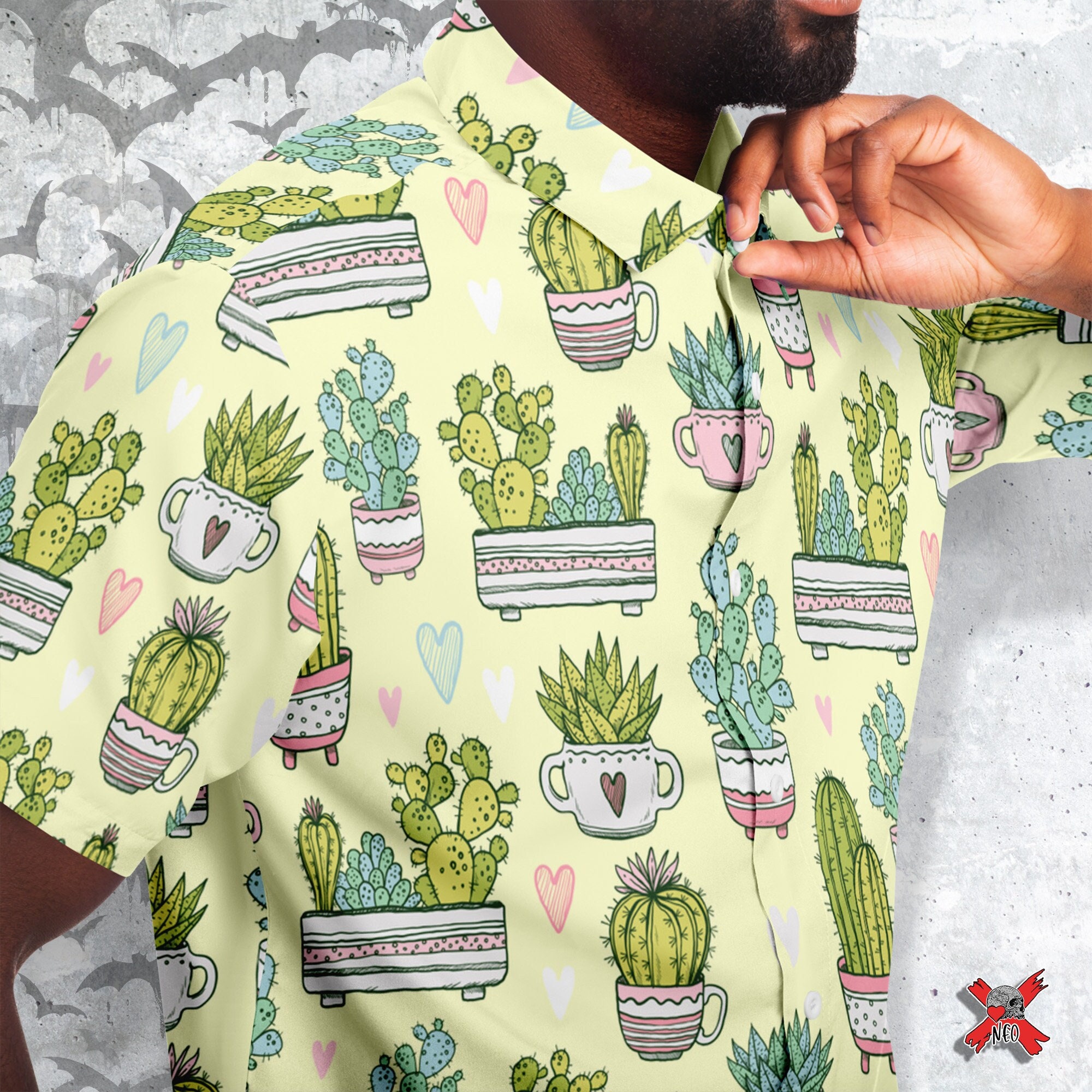 Cactus Button up Style Shirt, Fantasy Shirt, Cute Succulent