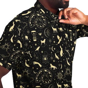 Die Magie ist in uns - Celestial Button Down Style Shirt, Goth Shirt, Sun Moon Clothing, Dark Art Art Party Unisex Shirt