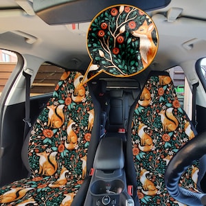 Forest Foxes Car Seat Cover Set: Cottagecore Fox Print