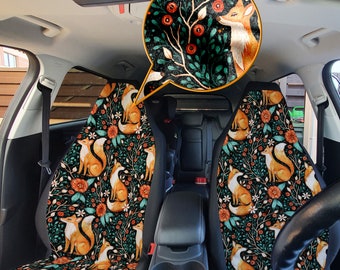 Forest Foxes Car Seat Cover Set - Cottagecore, Cute Fox Print Accessories