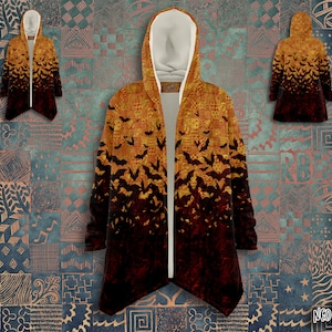 Hooded cloak of Metamorphosis, Bat swarm fantasy cloak, aesthetic clothing