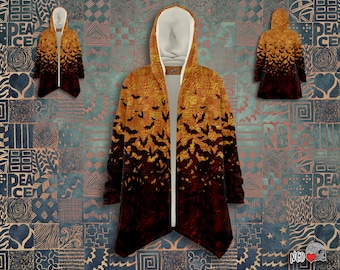 Hooded cloak of Metamorphosis, Bat swarm fantasy cloak, aesthetic clothing