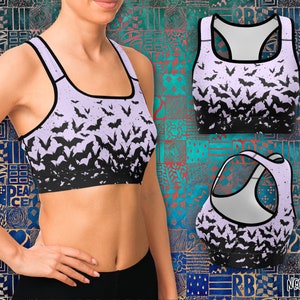 Bat Swarm Sports Bra, Spooky Cute goth, grunge creepy Fitness, Alternative Clothing