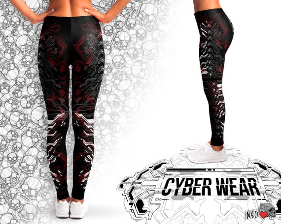 Cyber Techwear Leggings | Cyber Goth Gym Legging | Cyberpunk