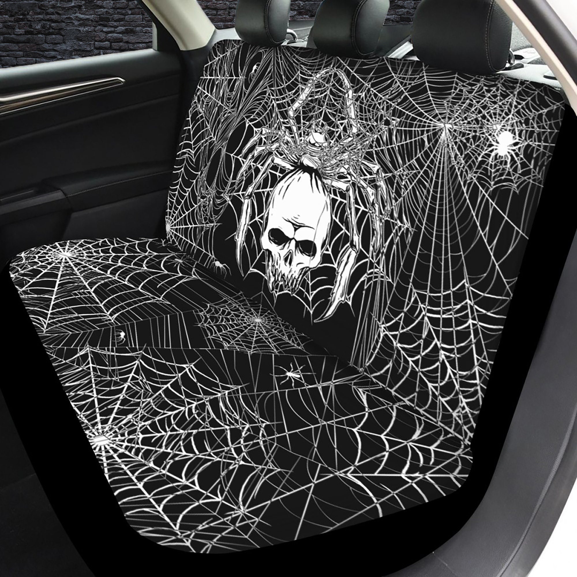 Lurking Death - spider skull web Car Seat Covers