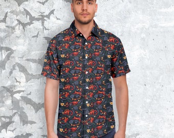 monkey dress shirt Monkey Print Notch Collar Shirt