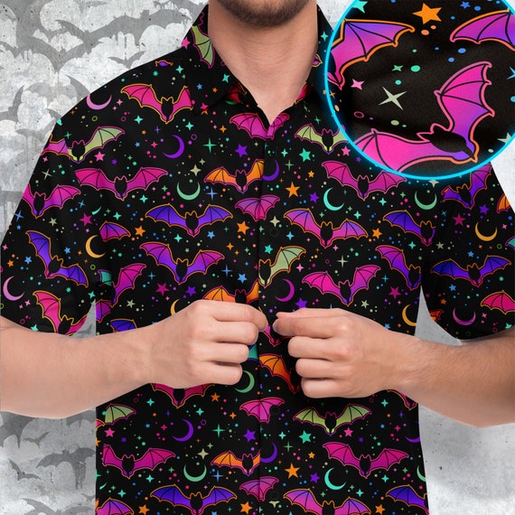 bat dress shirt Halloween Dress Shirt with Bats and Moonlight