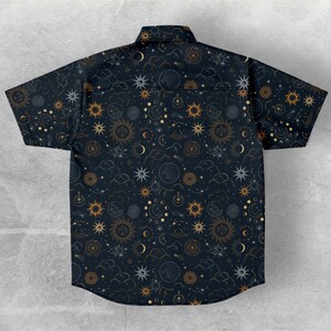 Celestial Button Down Style Shirt, Goth Shirt, Sun Moon Clothing, Dark art Party unisex shirt image 3