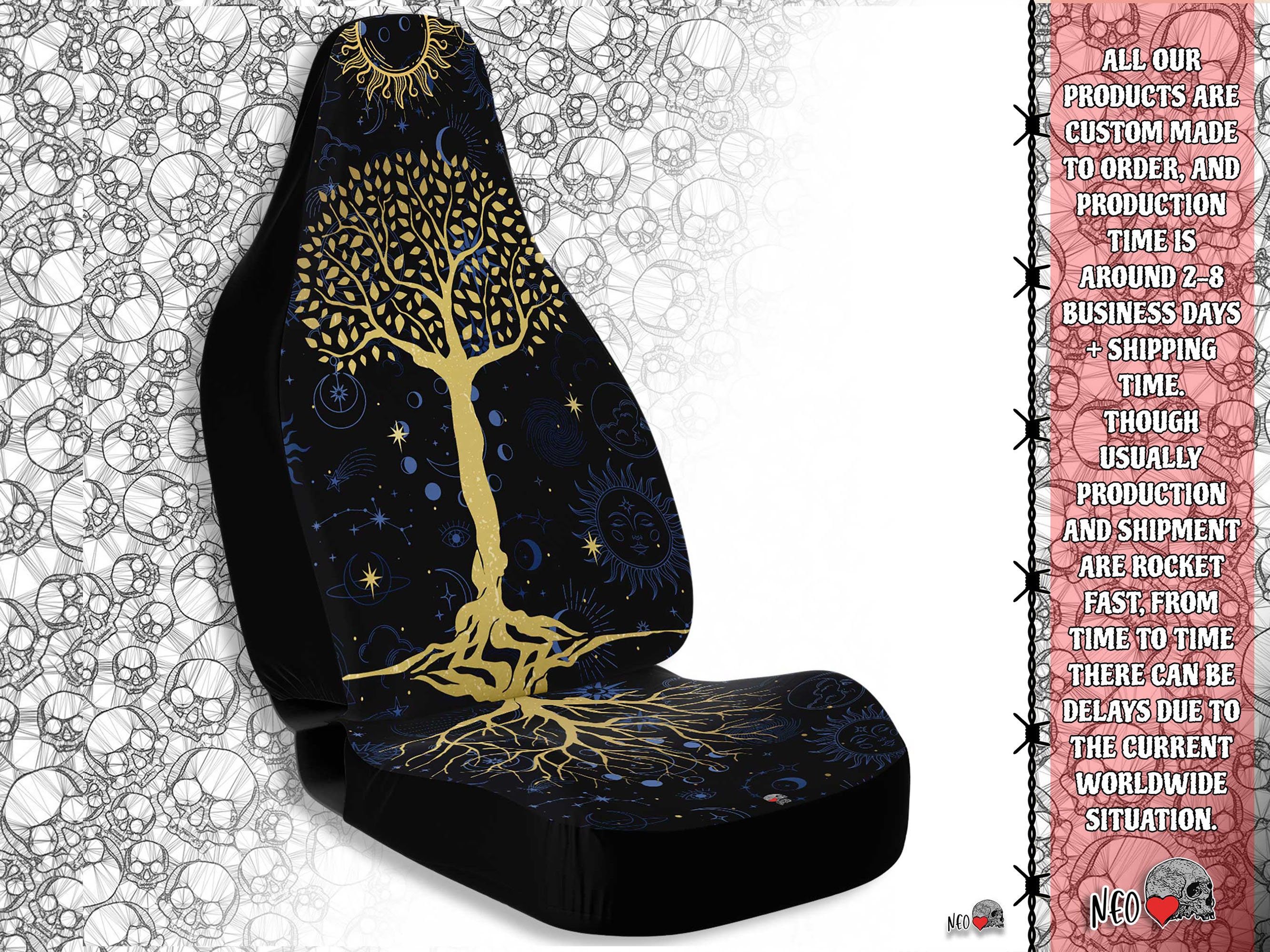 Sacred Tree Autositzbezüge, Tarot Sitzbezüge für Auto für Frauen,  Autositzbezug Mädchen, Autozubehör Boho Autositzbezüge - .de