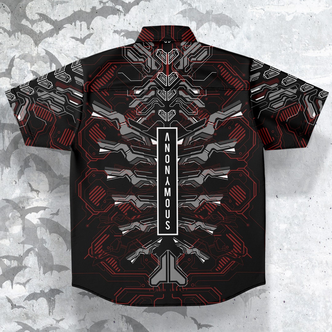 Cyberpunk Button-up Style Shirt, Cyber Goth Shirt, Anonymous Cyberpunk Button-up Style Shirt, Cyber Goth Shirt, Anonymous