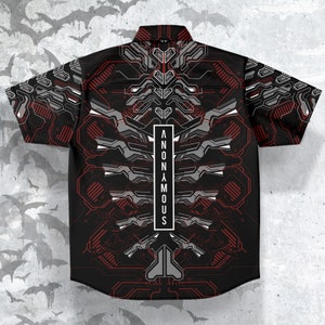 Cyberpunk Button-up Style Shirt, Cyber Goth Shirt, Anonymous hacker Clothing,  cyber legacy, android button up