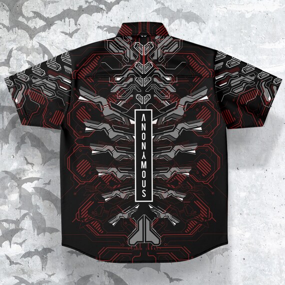 Cyberpunk Button-up Style Shirt, Cyber Goth Shirt, Anonymous