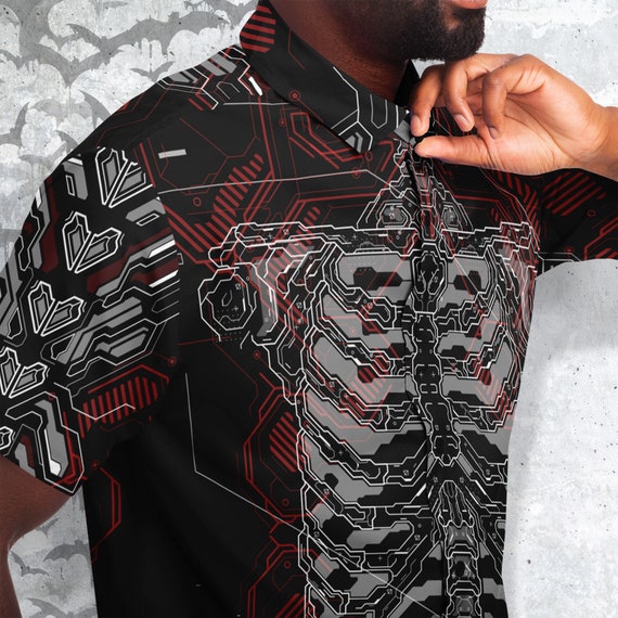 Cyberpunk Button-up Style Shirt, Cyber Goth Shirt, Anonymous