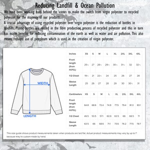 K&ouml;nnte beinhalten: Eine Gr&ouml;&szlig;entabelle f&uuml;r einen Pullover mit Ma&szlig;en in Zoll und Zentimetern. Die Tabelle zeigt die Vorderl&auml;nge, die halbe Brustweite, die &Auml;rmell&auml;nge und die Breite des Pullovers in den Gr&ouml;&szlig;en XS bis 4XL.