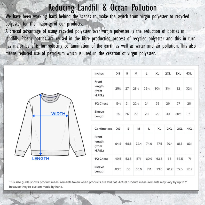 K&ouml;nnte beinhalten: Eine Gr&ouml;&szlig;entabelle f&uuml;r einen Pullover mit Ma&szlig;en in Zoll und Zentimetern. Die Tabelle zeigt die Vorderl&auml;nge, die halbe Brustweite, die &Auml;rmell&auml;nge und die Breite des Pullovers in den Gr&ouml;&szlig;en XS bis 4XL.