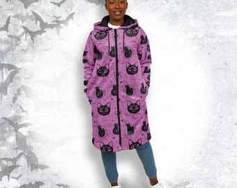 Occult Cat Hooded Cloak: Pastel Goth Witch Fantasy