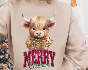 Highland Kuh Sweatshirt Weihnachten: Urlaub Western Rundhalsausschnitt