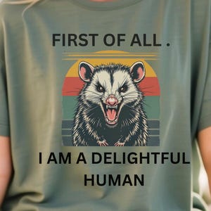 Tout d'abord, je suis un délice sarcastique chemise amateur d'opossum en colère, chemise sarcastique mignonne, amour de soi sarcastique, chemise sarcasme
