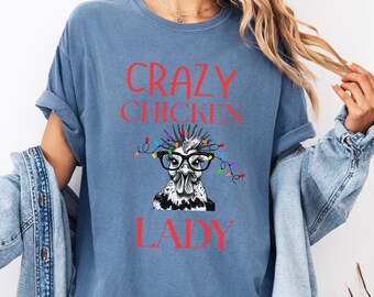 Crazy christmas Chicken ShirtWomen Chicken TeeFunny Farmer ShirtAnimal Shirt,Mothers Day Chicken Shirt,Chicken Lover TeeFarm Shirt