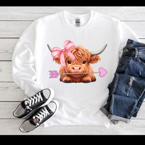 Highland Cow Valentine Sweatshirt, Heifer Valentine Shirt, Valentines Day Gift, Western Valentine Shirt, Valentines Crewneck, Cow Lover Gift