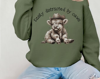 Sweat-shirt vache Highland, col rond vache Highland, sweat à capuche vache mignon, col rond western, chemise vache Highland, cadeaux vache, chemise vache