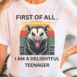 Tout d'abord, je suis un délice sarcastique chemise amateur d'opossum en colère, chemise sarcastique mignonne, amour de soi sarcastique, chemise sarcasme