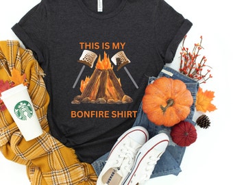 Chemise Bonfire, chemise Marshmallow Roasting, T-shirt d'automne, chemise Cosy Nights, chemise de camping, toile Bella 3001, chemise d'automne amusante, t-shirt de feu de camp.