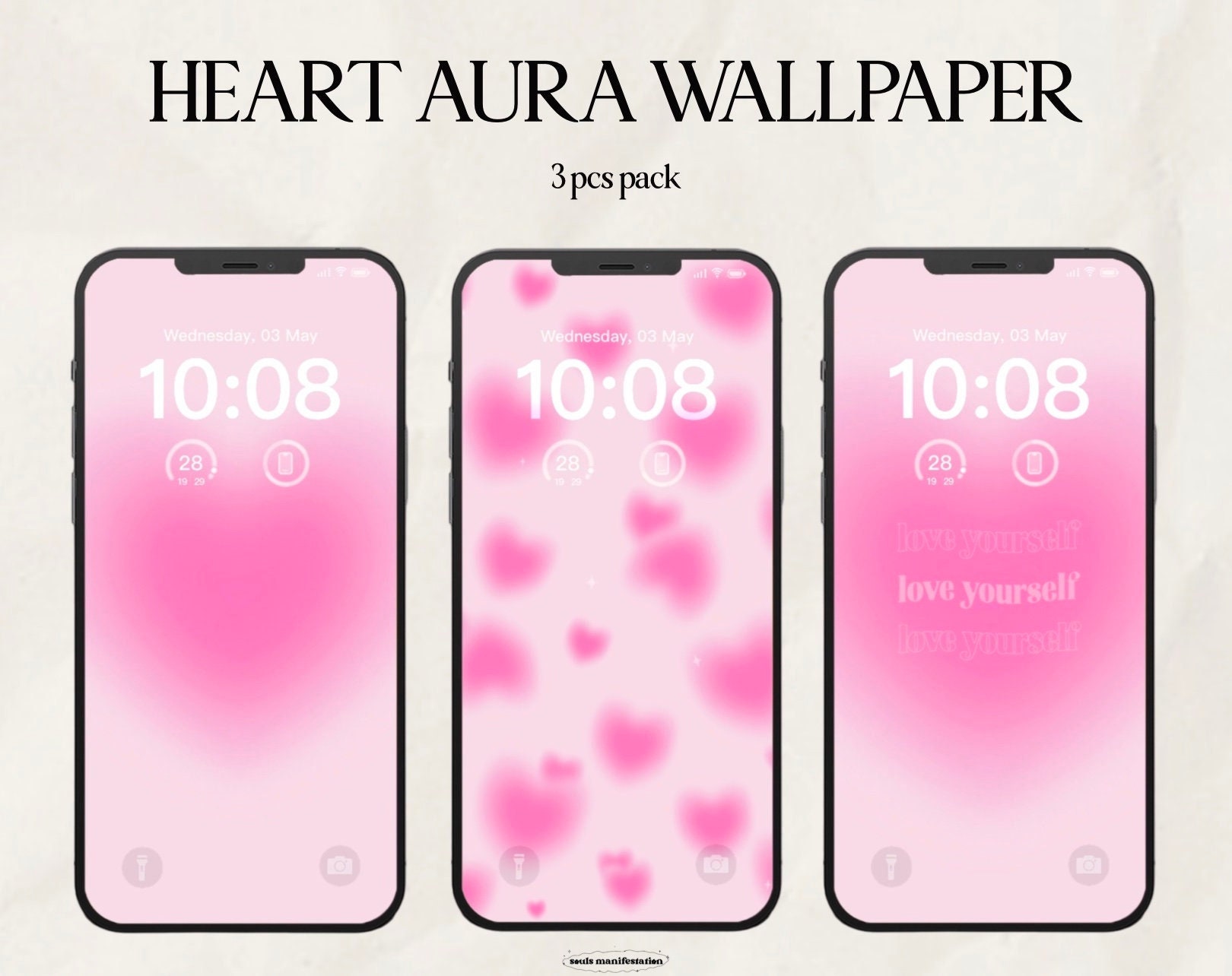 Hearts Iphone Wallpapers Aura Heart Blurred Gradient  Etsy