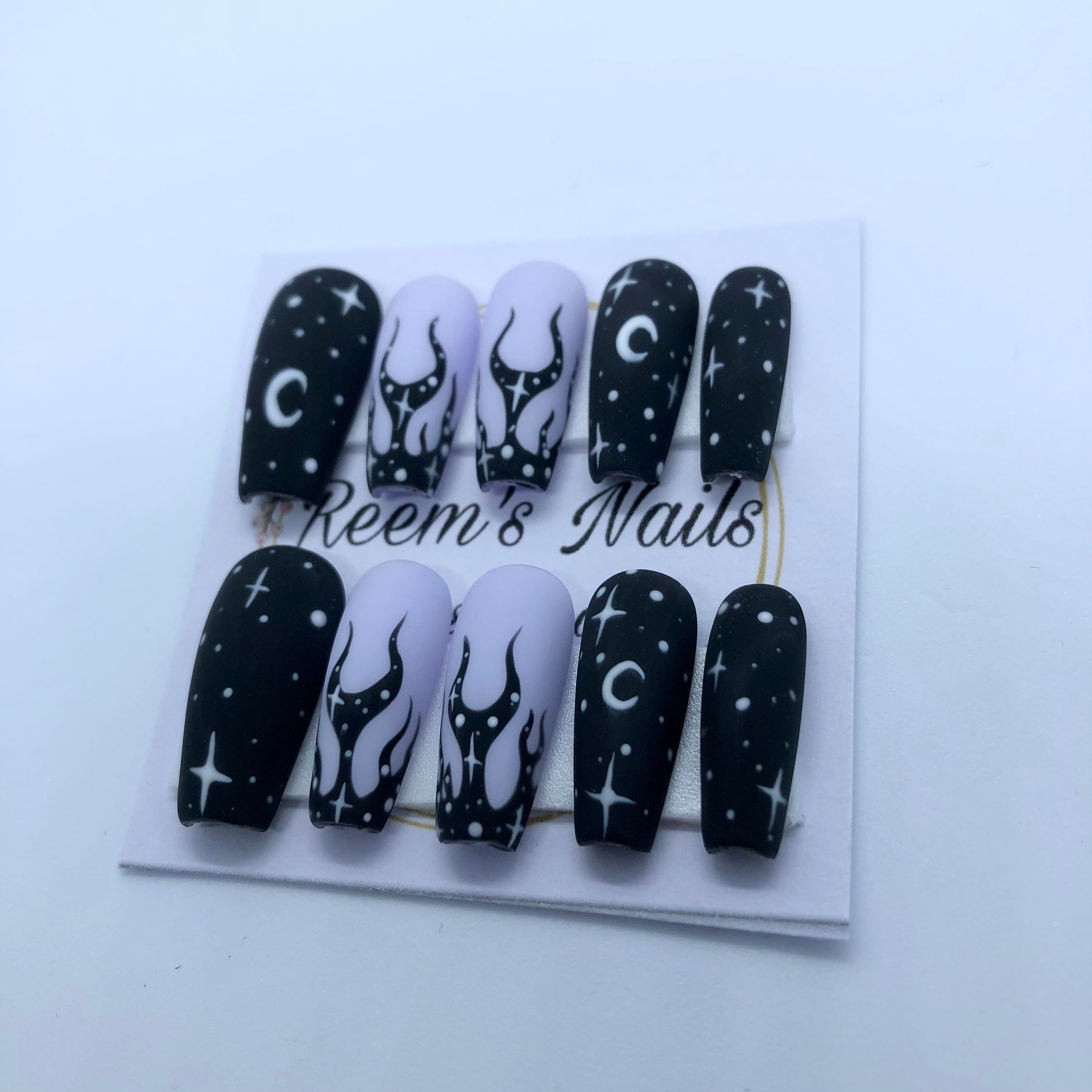 Press on Nails: Starry Flame Nails. | Etsy UK