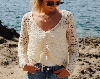 Crochet Crop Top MILANO crocheted sweater for summer