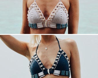 Crochet bikini top "Brazil" with shells