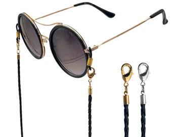 Real leather glasses strap MAUI glasses chain black unisex