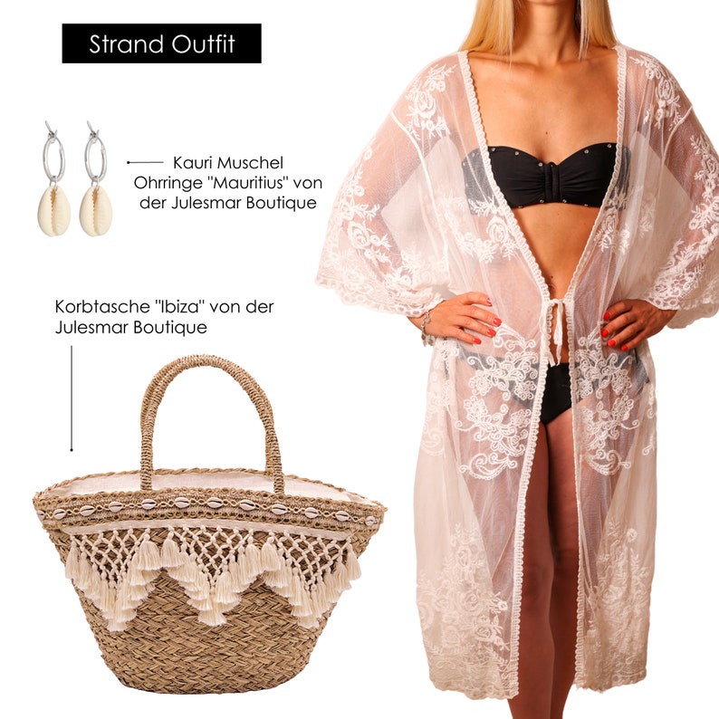 Lace kimono FLORA transparent beach dress with lace image 8