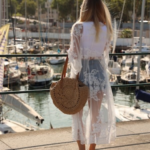 Lace kimono FLORA transparent beach dress with lace image 1