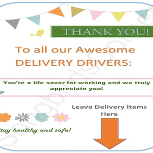 Delivery Driver Thank You Leave Items Here Printable Sign